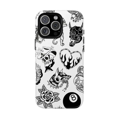 Old School Black & White Halloween Phone Case for Fans - Drop-Ready Flexible TPU, Protection, Anti-Fingerprint, Scratch-Resistant, Anti-Slip Comfy Grip, Wireless-Friendly, Fits Iphone 17/16/15/14/13/12/11 Pro Max/Plus & Samsung Galaxy S23FE/22/23/24/25, D