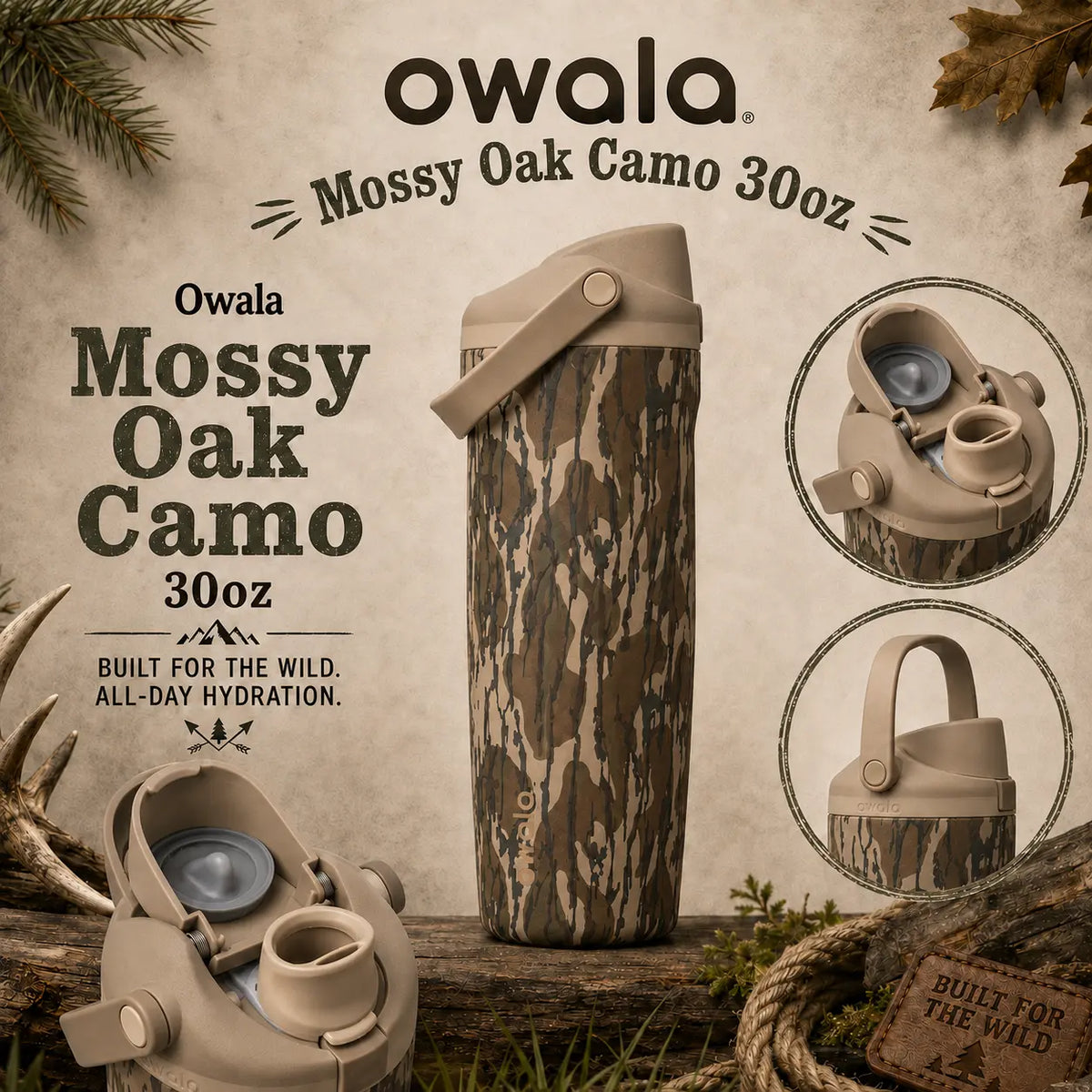 Owala Camo 30oz Freesip Insulated Stainless Steel Bottle for Outdoor Activities and Travel