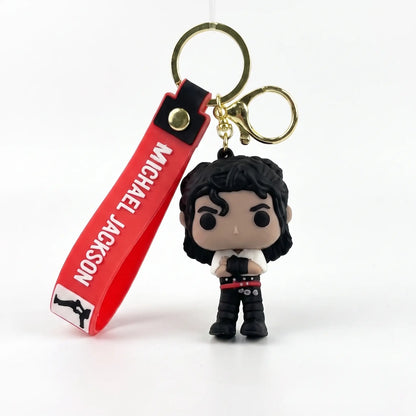 Unisex 4PCS Retro Pop Music Resin Keychain Set - Plain Rounded PVC Collectible Pendant, Silicone Wrist Strap, Party Bag Charm, Car Key Accessory
