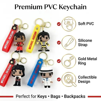 Unisex 4PCS Retro Pop Music Resin Keychain Set - Plain Rounded PVC Collectible Pendant, Silicone Wrist Strap, Party Bag Charm, Car Key Accessory