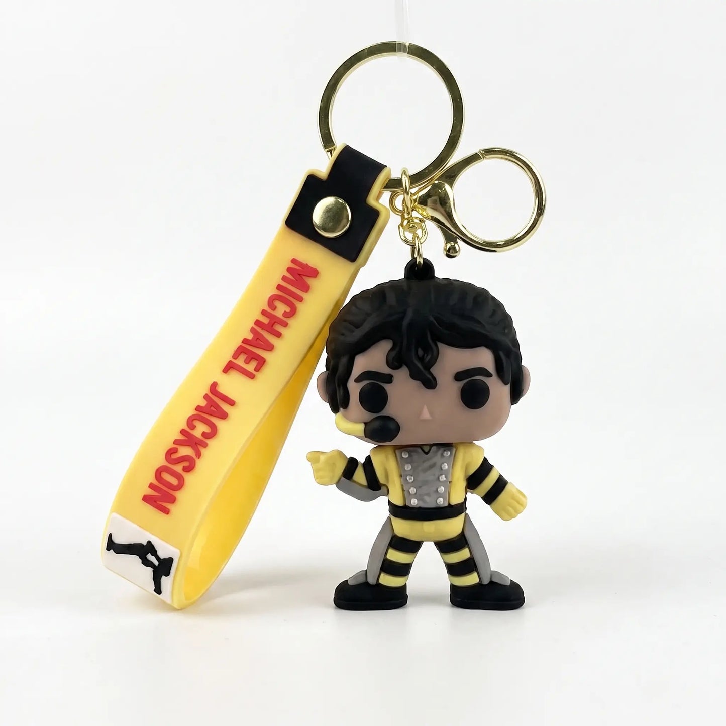Unisex 4PCS Retro Pop Music Resin Keychain Set - Plain Rounded PVC Collectible Pendant, Silicone Wrist Strap, Party Bag Charm, Car Key Accessory