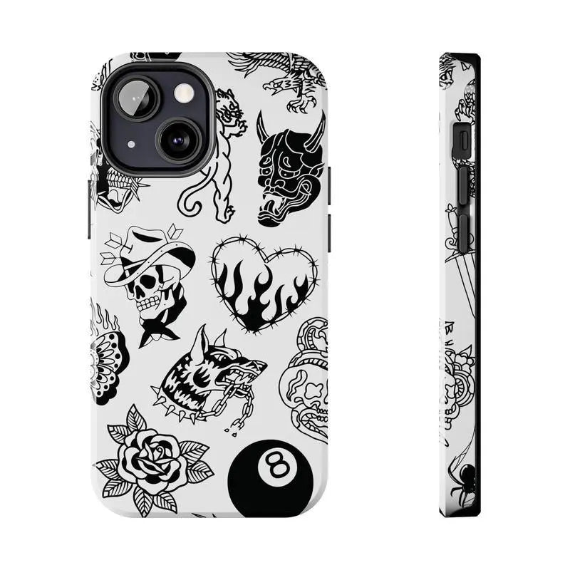 Old School Black & White Halloween Phone Case for Fans - Drop-Ready Flexible TPU, Protection, Anti-Fingerprint, Scratch-Resistant, Anti-Slip Comfy Grip, Wireless-Friendly, Fits Iphone 17/16/15/14/13/12/11 Pro Max/Plus & Samsung Galaxy S23FE/22/23/24/25, D