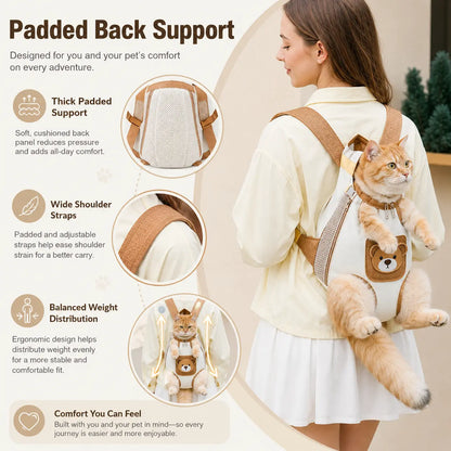 Double-Strap Mesh Fabric Pet Carrier Backpack - Lightweight, Breathable, and Durable Travel Pack for Dogs and Cats, Ideal for Outdoor Adventures and Camping