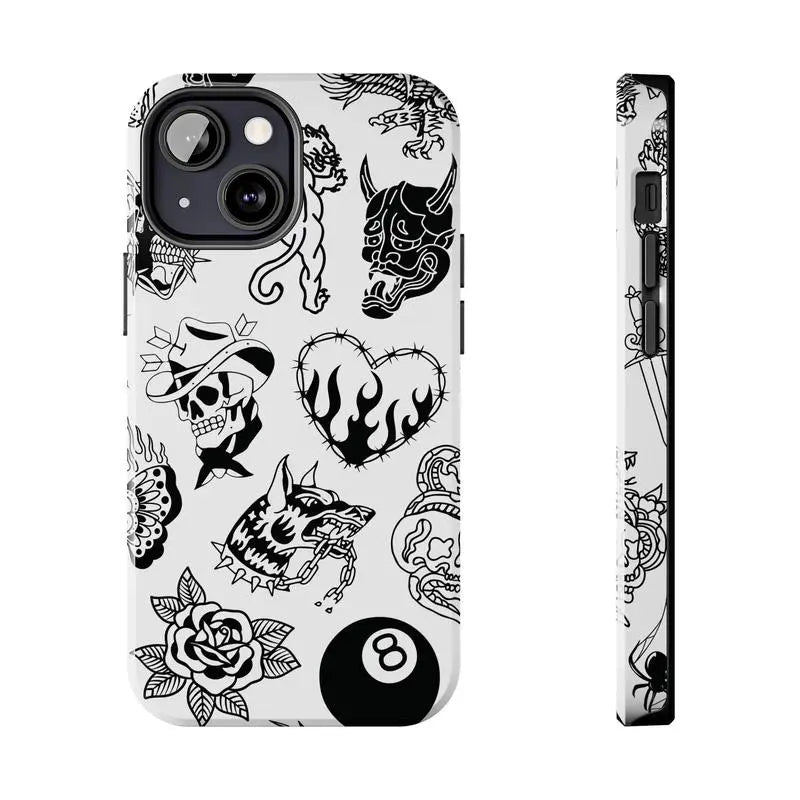 Old School Black & White Halloween Phone Case for Fans - Drop-Ready Flexible TPU, Protection, Anti-Fingerprint, Scratch-Resistant, Anti-Slip Comfy Grip, Wireless-Friendly, Fits Iphone 17/16/15/14/13/12/11 Pro Max/Plus & Samsung Galaxy S23FE/22/23/24/25, D