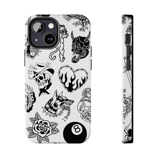 Old School Black & White Halloween Phone Case for Fans - Drop-Ready Flexible TPU, Protection, Anti-Fingerprint, Scratch-Resistant, Anti-Slip Comfy Grip, Wireless-Friendly, Fits Iphone 17/16/15/14/13/12/11 Pro Max/Plus & Samsung Galaxy S23FE/22/23/24/25, D