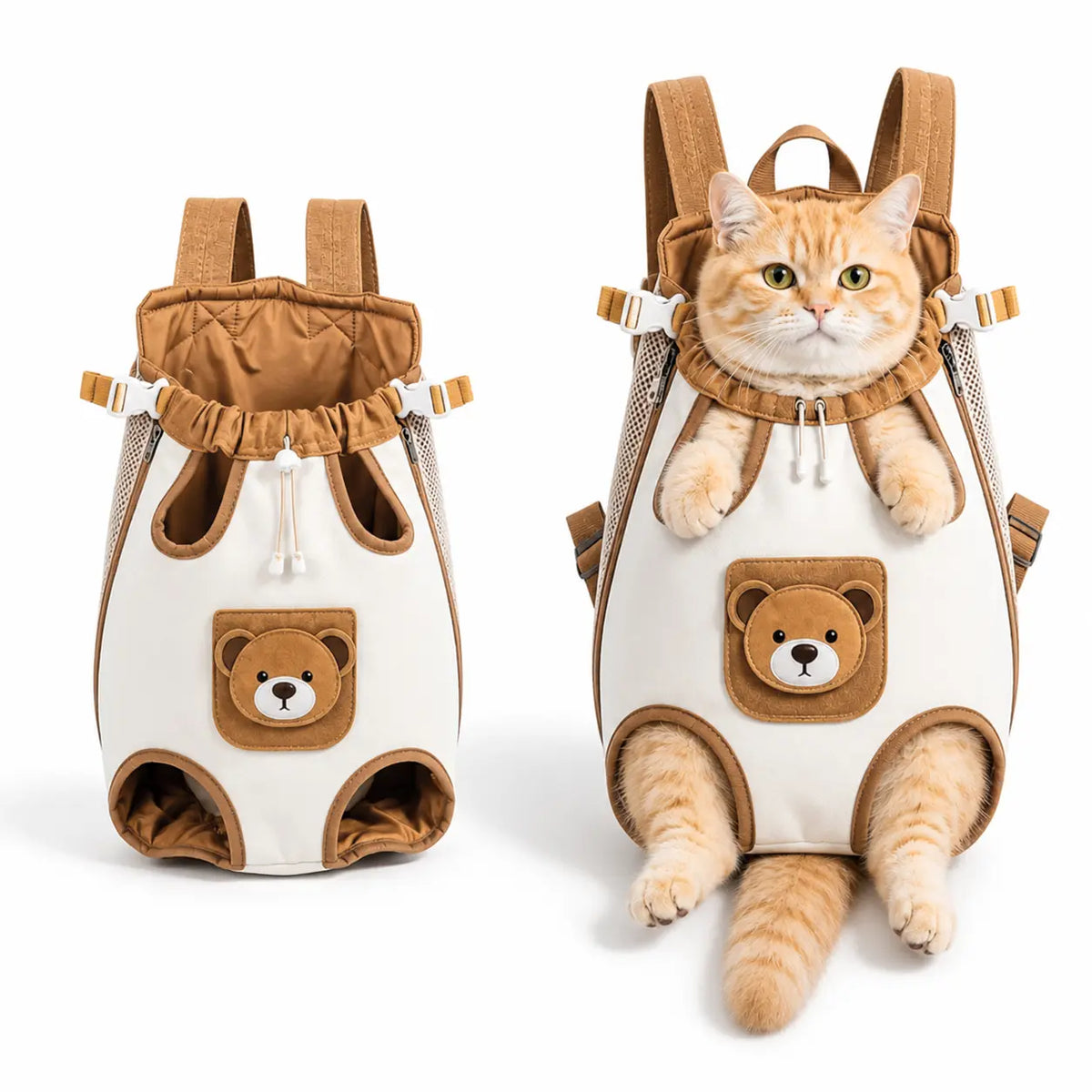 Double-Strap Mesh Fabric Pet Carrier Backpack - Lightweight, Breathable, and Durable Travel Pack for Dogs and Cats, Ideal for Outdoor Adventures and Camping