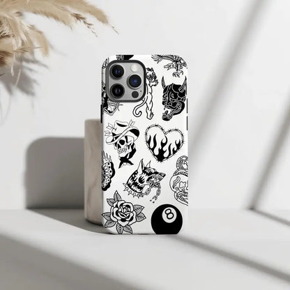 Old School Black & White Halloween Phone Case for Fans - Drop-Ready Flexible TPU, Protection, Anti-Fingerprint, Scratch-Resistant, Anti-Slip Comfy Grip, Wireless-Friendly, Fits Iphone 17/16/15/14/13/12/11 Pro Max/Plus & Samsung Galaxy S23FE/22/23/24/25, D