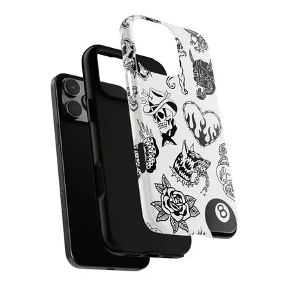Old School Black & White Halloween Phone Case for Fans - Drop-Ready Flexible TPU, Protection, Anti-Fingerprint, Scratch-Resistant, Anti-Slip Comfy Grip, Wireless-Friendly, Fits Iphone 17/16/15/14/13/12/11 Pro Max/Plus & Samsung Galaxy S23FE/22/23/24/25, D
