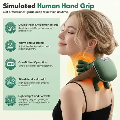 Aedwdpe Electric Bionic Neck and Shoulder Massager - 3D Kneading, Heating, Rechargeable, Wireless, Portable, Adjustable Speed, Lightweight, Unisex, Wrist Pain Relief, Sohochic