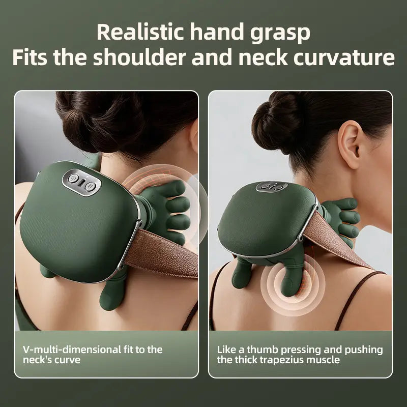 Aedwdpe Electric Bionic Neck and Shoulder Massager - 3D Kneading, Heating, Rechargeable, Wireless, Portable, Adjustable Speed, Lightweight, Unisex, Wrist Pain Relief, Sohochic
