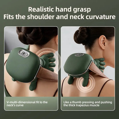 Aedwdpe Electric Bionic Neck and Shoulder Massager - 3D Kneading, Heating, Rechargeable, Wireless, Portable, Adjustable Speed, Lightweight, Unisex, Wrist Pain Relief, Sohochic